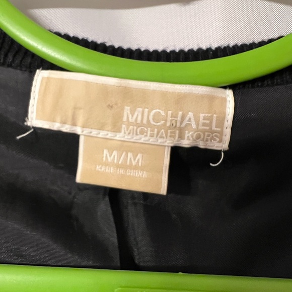 Michael Kors zip up top with sequins floral pattern black with white. Size M - Picture 2 of 5